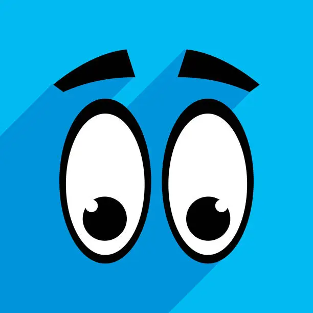 Vector illustration of Two Eyes Looking Down Icon