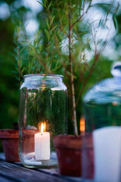 istock Outdoor table with pots and candles 1338751024