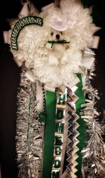 A beautifully made homecoming mum, a Texas high-school tradition