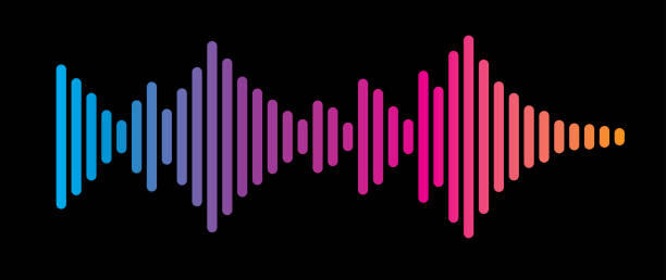 Sound Wave Colorful Vector illustration of a multi-colored sound wave against a black background in flat style. soundtrack stock illustrations