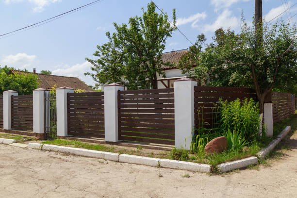 istock Fence of a country house. Background with copy space for text 1338764117