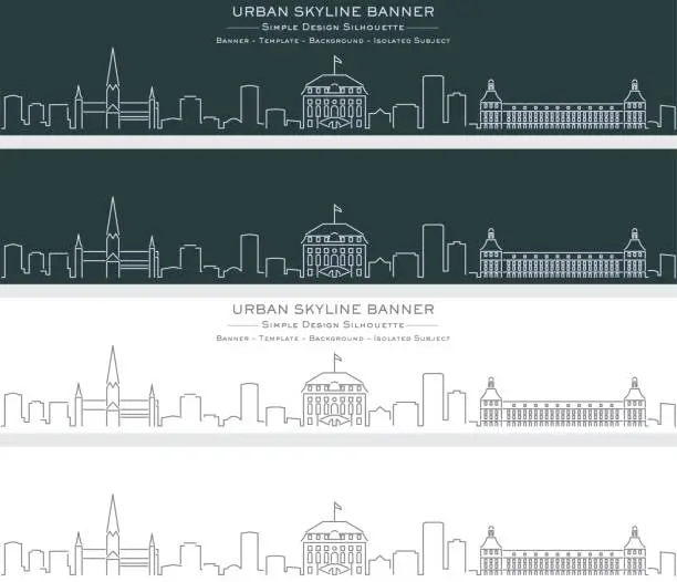 Vector illustration of Bonn Single Line Skyline Profile Banner