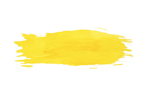 Abstract copyspace or substrate for text from yellow paint on a white background, isolated
