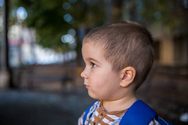 istock Portrait of preschoolboy carrying a backpack 1338769530