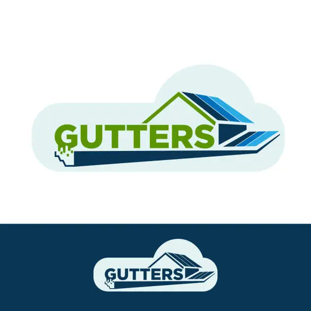 Vector illustration of house roof gutter logo design. home exterior pipe installation vector template illustrations