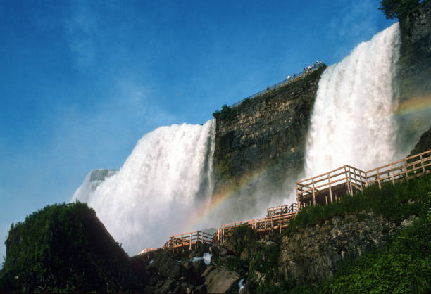 ниагарский водопад - американский и свадебный водопад - 1994 - bridal veil falls niagara стоковые фото и изображения