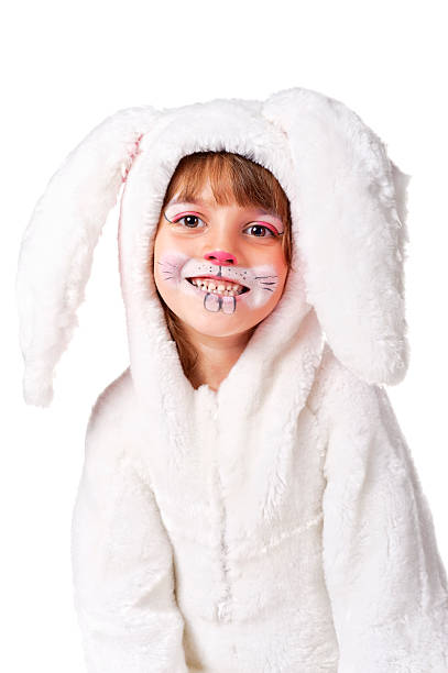 engraçado bunny-surfista - face paint child paint rabbit - fotografias e filmes do acervo