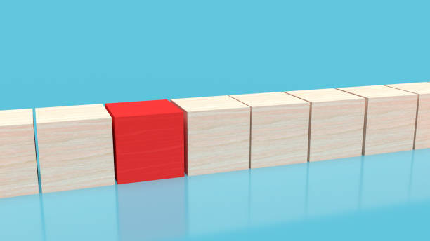 istock wood cube red colour and  wood cube surface for business concept 3d rendering 1338788134