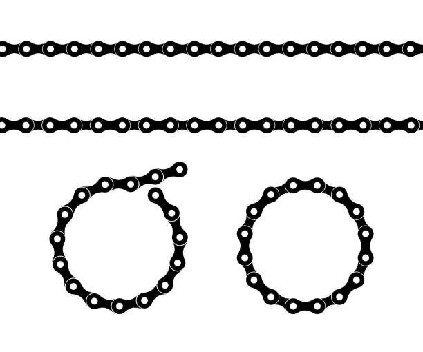illustrazioni stock, clip art, cartoni animati e icone di tendenza di disegno della catena della bicicletta grafica illustrazione vettoriale sullo sfondo - bicycle chain