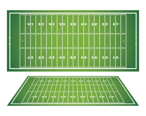 American football field with marking. Football field in top view with white markup. Vector illustration American football field with marking. Football field in top view with white markup. Vector illustration markup stock illustrations