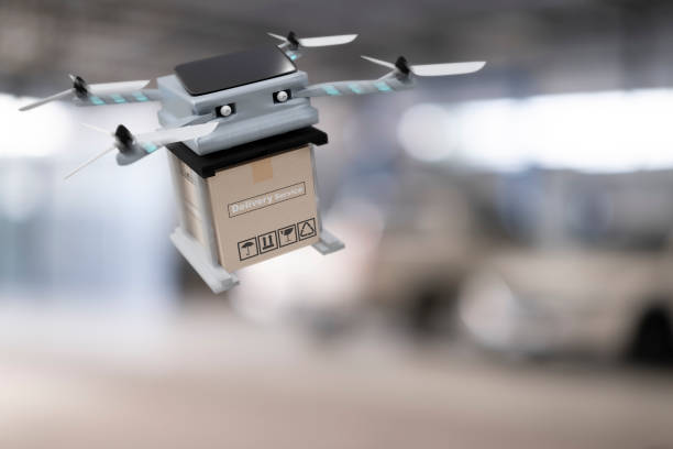 istock Drone technology engineering device for industry flying in industrial to logistic export import product home delivery service logistics shipping transport transportation or car auto parts showroom 1338796882