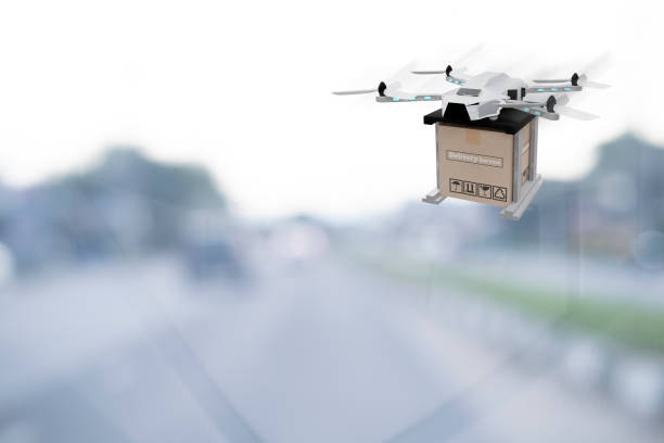 istock Drone technology engineering device for industry flying in industrial to logistic export import product home delivery service logistics shipping transport transportation or car auto parts showroom 1338796906