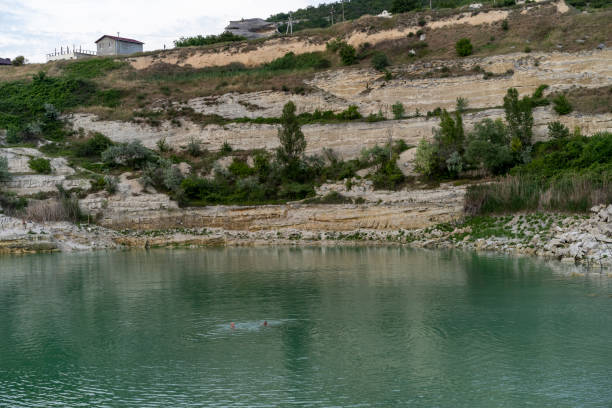 Landscape with St. Klimentovsky Lake in Inkerman, Crimea Landscape with St. Klimentovsky Lake in Inkerman, Crimea inkerman stock pictures, royalty-free photos & images