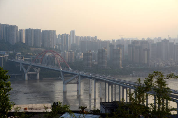 istock Chongqing and Caiyuanba bridge on the Yangtze river, China 1338798049