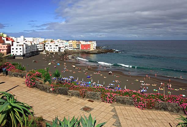Volcanic sand beach in Puerto de la Cruz, Tenerife