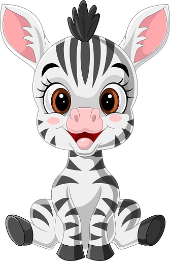 Vector illustration of Cartoon cute baby zebra sitting