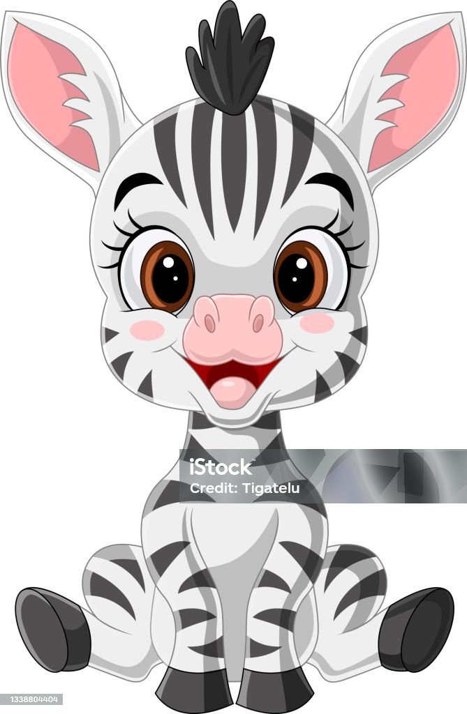 Cartoon Cute Baby Zebra Sitting Stock Illustration - Download Image Now -  Zebra, Cute, Cartoon - iStock