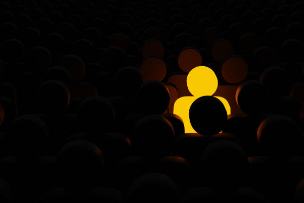 Human sign outstanding among group. Leader, Unique, Think different, Individual and standing out from the crowd concept. 3d illustration