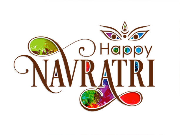 ilustrasi festival india navratri dengan kaligrafi yang indah. - navaratri ilustrasi stok
