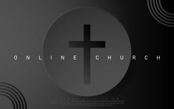 Vector Online Church banner. Worship Jesus. Church live event. Black background Vector Online Church banner. Worship Jesus. Church live event. Black background. praise and worship stock illustrations