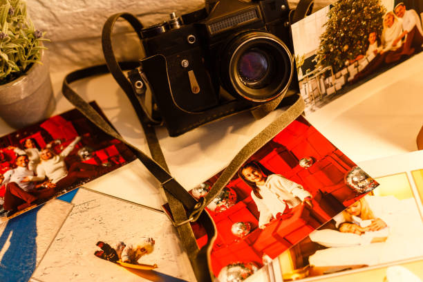 istock Old pictures and old camera 1338809901