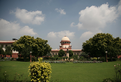 A general view of Indian Supreme Court main building  in New Delhi.  Supreme court is an apex court of India  situated in Indian National Capital New Delhi.