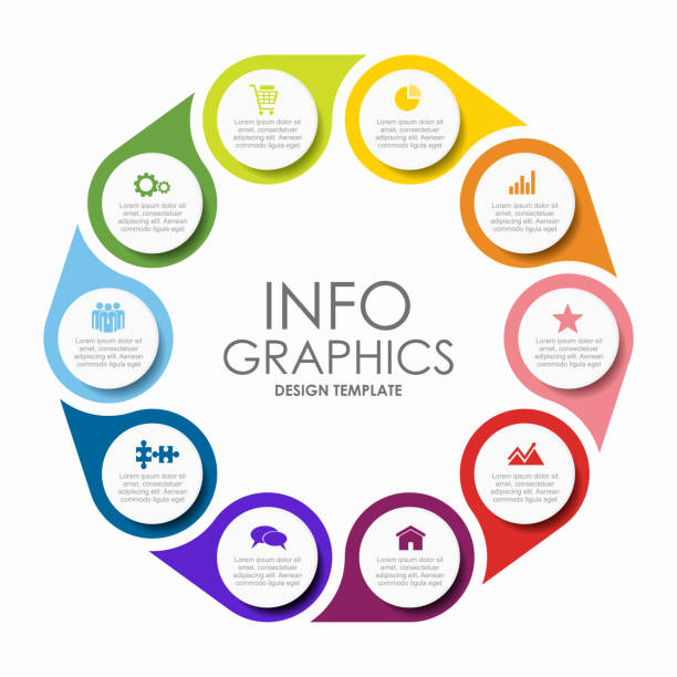 ilustraciones, imágenes clip art, dibujos animados e iconos de stock de plantilla de diseño de infografía con lugar para sus datos. ilustración vectorial. - número 10