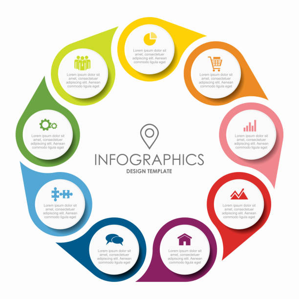 ilustraciones, imágenes clip art, dibujos animados e iconos de stock de plantilla de diseño de infografía con lugar para sus datos. ilustración vectorial. - 9