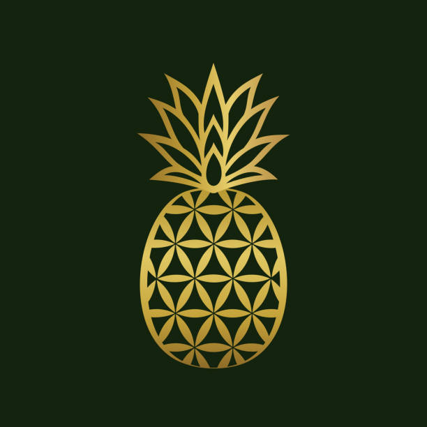 ภาพประกอบสต็อกที่เกี่ยวกับ “การออกแบบโลโก้สับปะรดสร้างสรรค์สีทอง - pineapple”