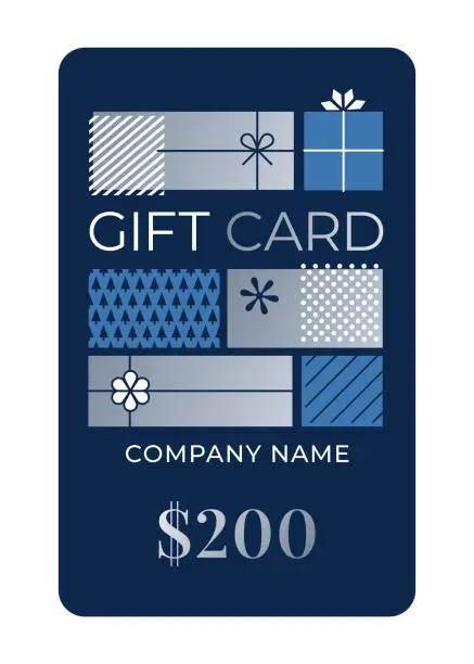 Vector illustration of Gift Card Template with blue background.