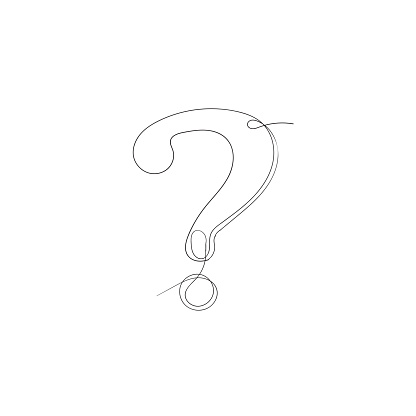 hand drawn doodle question mark icon illustration in continuous line art style vector isolated