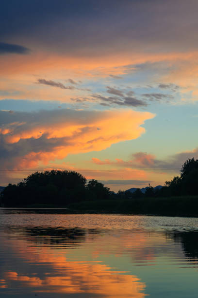 Sunset at the lake landscape