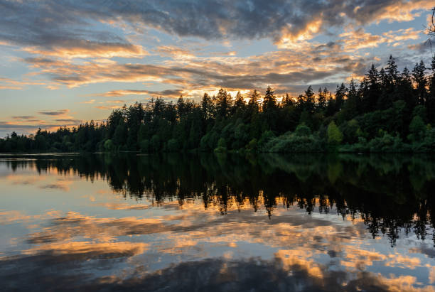 istock Evening lake, lake at sunset 1338820400