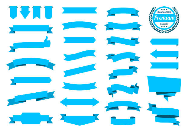 istock Set of Blue Ribbons, Banners, badges, Labels - Design Elements on white background 1338820490