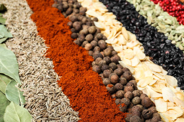 istock Set of different spices as background, closeup 1338822198