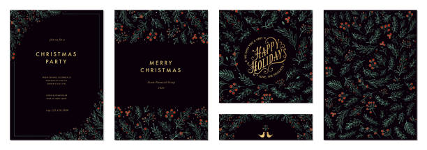 illustrazioni stock, clip art, cartoni animati e icone di tendenza di templates_03 universale di natale - christmas backgrounds christmas card design element