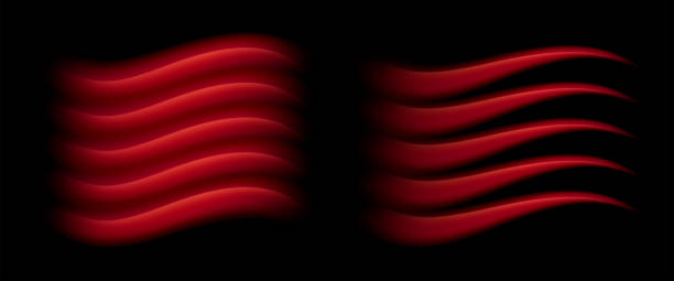 Warm or hot air flow. Red light effect. Warming wavy rays Warm or hot air flow. Red light effect. Warming wavy rays. Vector set infrared background stock illustrations