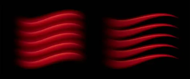 Vector illustration of Warm or hot air flow. Red light effect. Warming wavy rays