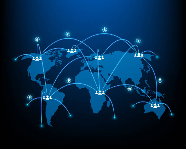 istock Concept network of money transfers and currency exchange symbol global 1338824552