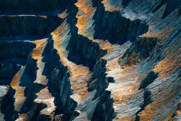 Photo of Full Frame Shot Of Quarry. Rock Formation On Copper And Gold Mine