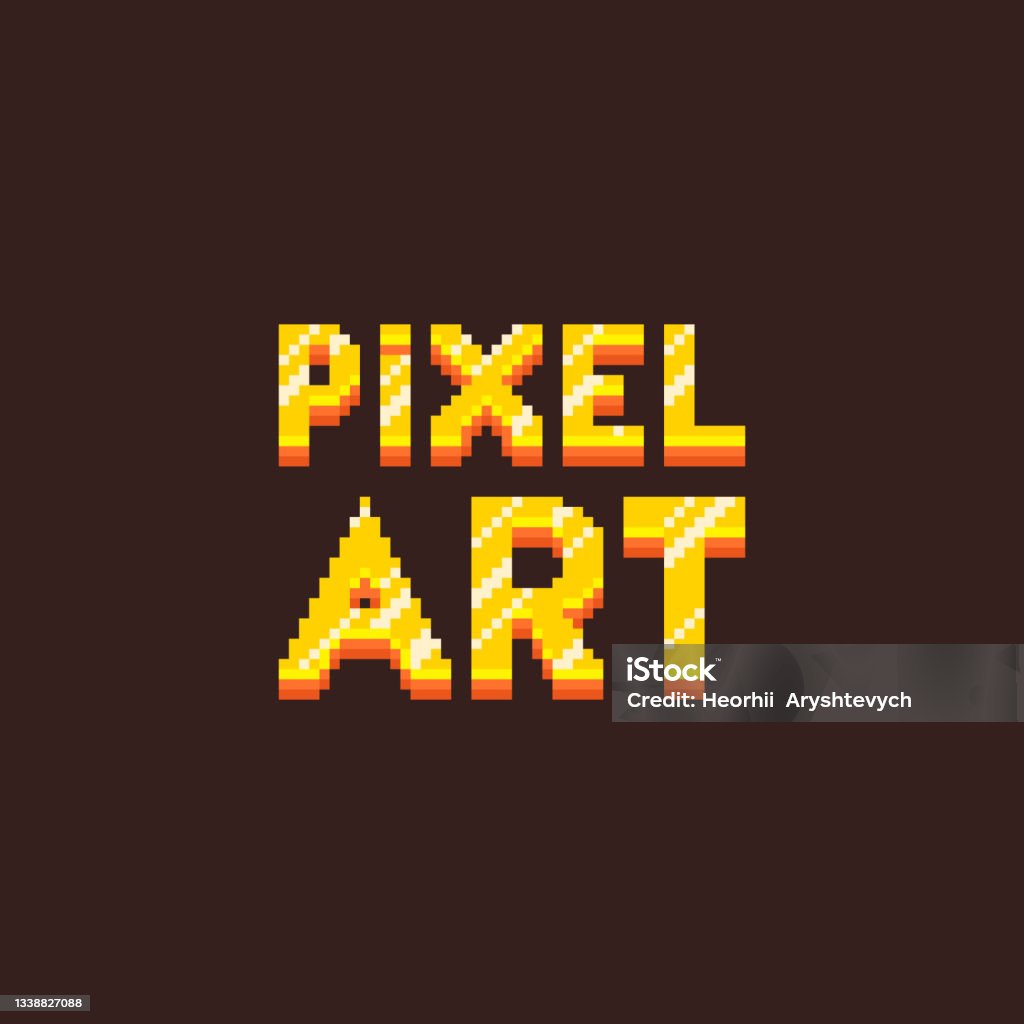 Ilustrasi Seni Piksel Datar Sederhana Dari Kartun Prasasti Emas Huruf Ilustrasi Seni Piksel Datar Sederhana Dari Kartun Prasasti Emas Huruf