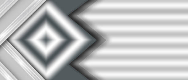 серебристый и белый высокотехнологичный геометрический фон. футуристические технологии современного дизайна. - white background horizontal selective focus silver stock illustrations