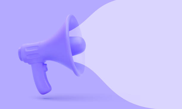 istock 3d realistic plastic megaphone with bubble for social media marketing concept. Vector illustration 1338829337