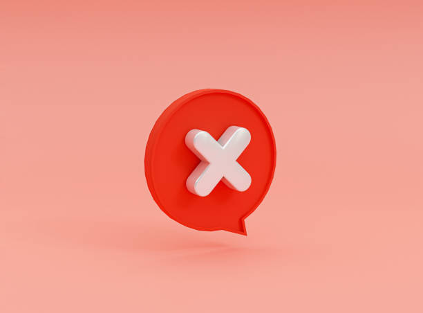 istock Isolated of wrong icon inside bubble message on red background of cross mark by 3d rendering. 1338829765