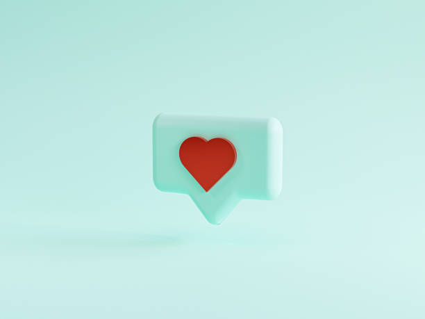 istock Red heart inside blue bubble message on blue background for love concept by 3d rendering. 1338829953
