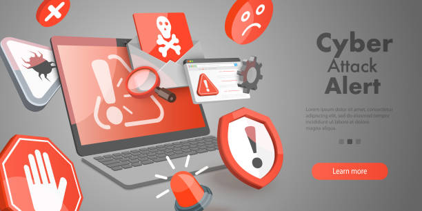 3D Vector Conceptual Illustration of Cyber Attack Alert 3D Vector Conceptual Illustration of Cyber Attack Alert, Stealing Personal Information computer virus stock illustrations