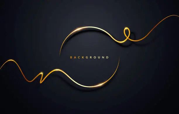 Vector illustration of Vector Illustration Golden Ribbon Circle On Black Background