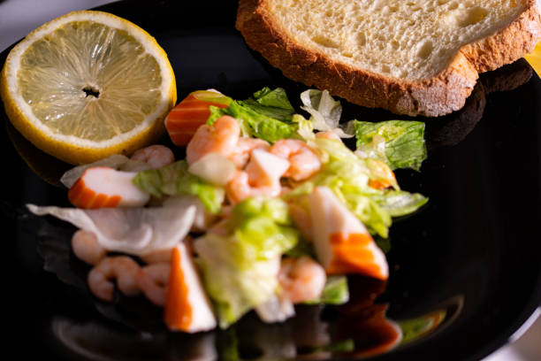 istock seafood salad composition with shrimps and surimi 1338831326