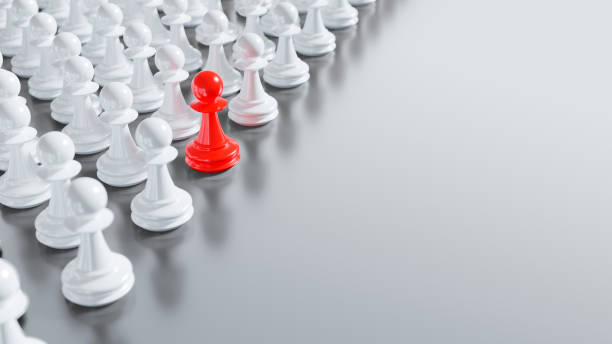 istock Unique red pawn. Individuality or Leadership concept image. 1338833786