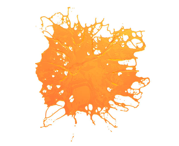 Orange juice splash on white background,Top view,Clipping path,3d rendering.